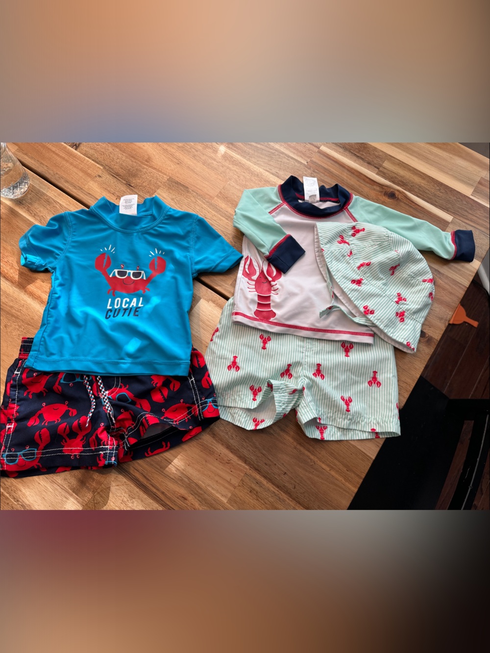 Bundle - crab swimsuit and lobster swimsuit for baby